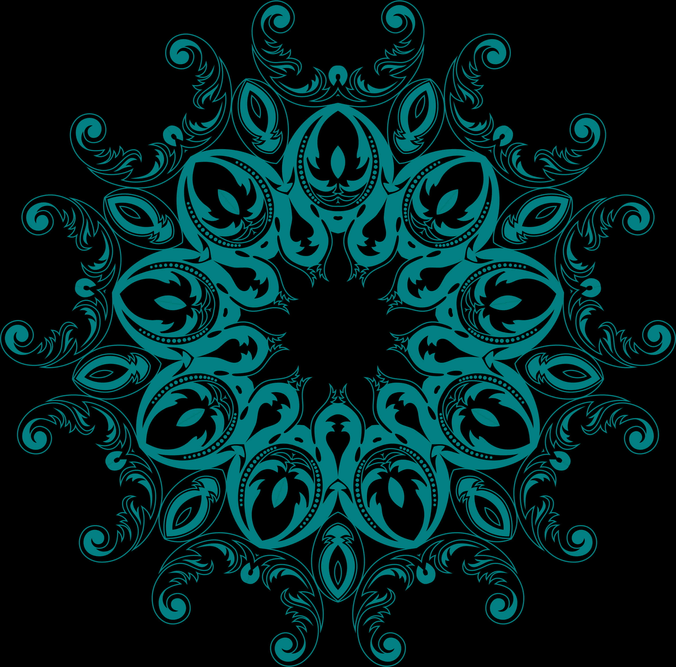 Teal_ Floral_ Mandala_ Pattern PNG image