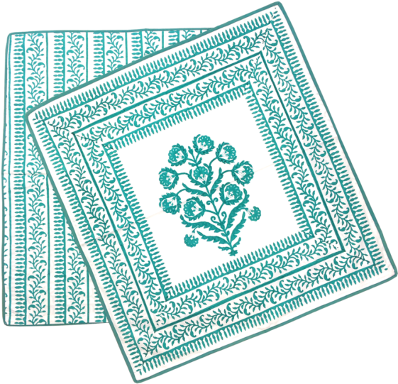 Teal Floral Pattern Tablecloth PNG image