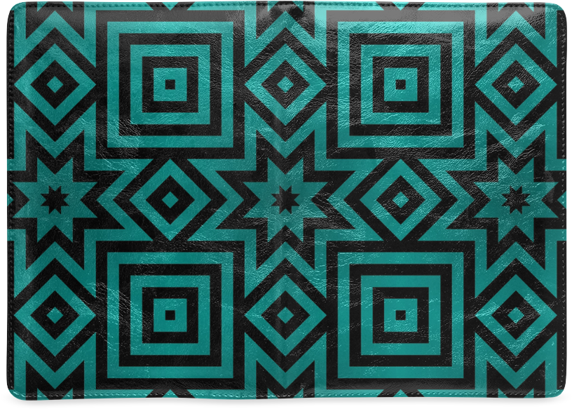 Teal Geometric Pattern Clutch PNG image