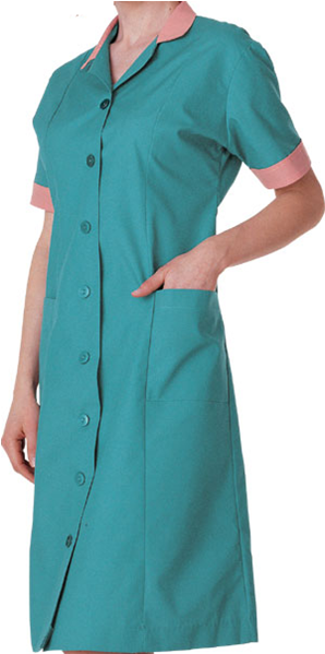 Teal Nurse Uniformwith Pink Trim PNG image