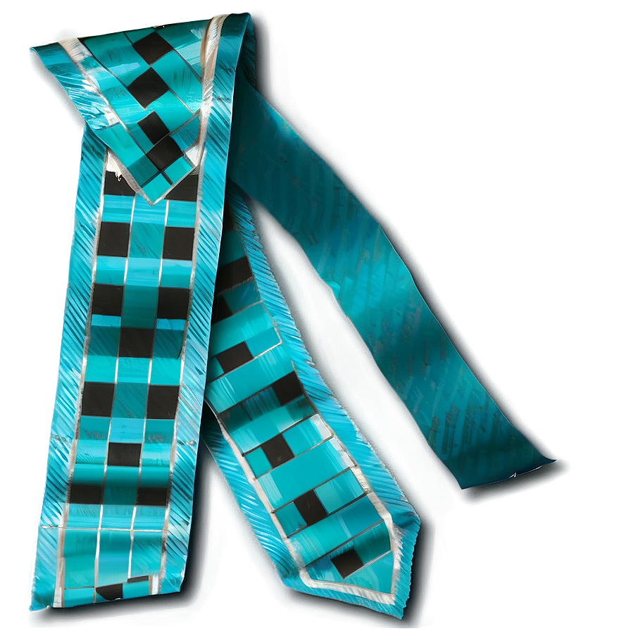 Teal Ribbon With Checkered Pattern Png 35 PNG image