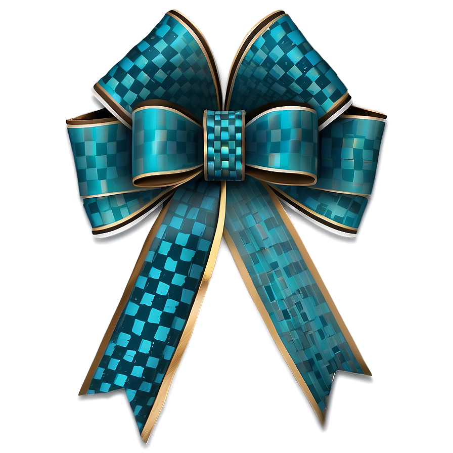 Teal Ribbon With Checkered Pattern Png Peg90 PNG image