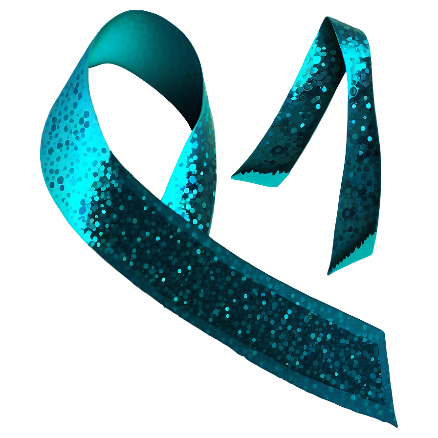 Teal Ribbon With Glitter Effect Png 06282024 PNG image