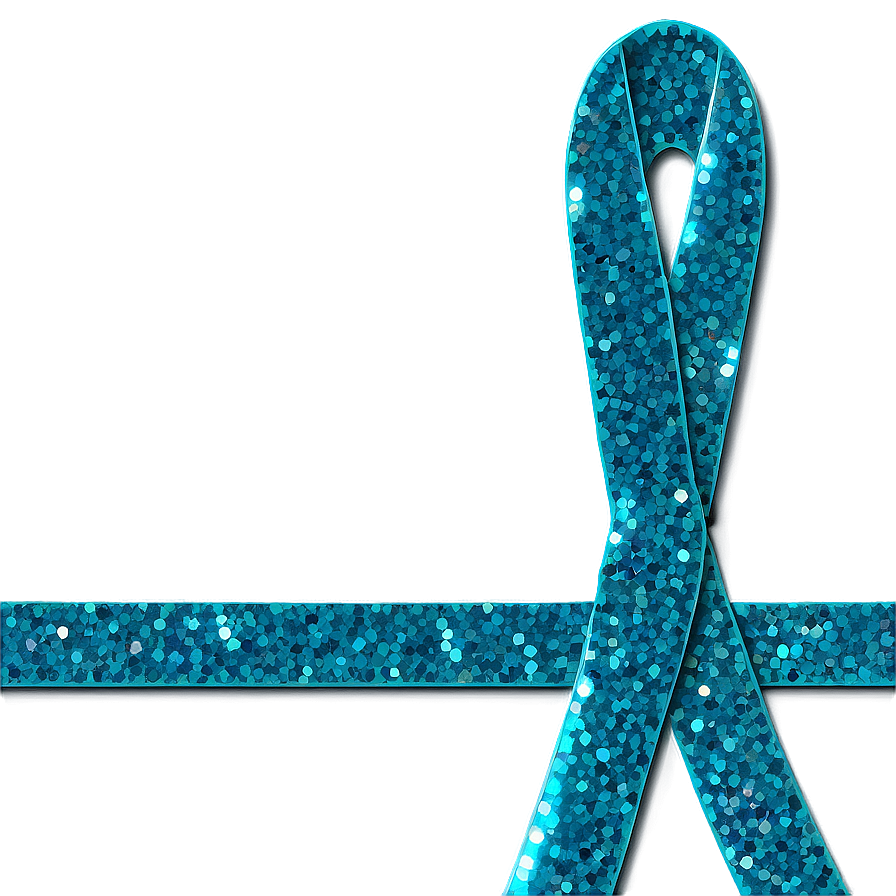 Teal Ribbon With Glitter Effect Png Jkd PNG image