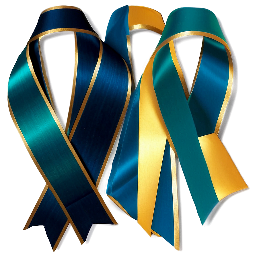Teal Ribbon With Gold Trim Png Odu1 PNG image