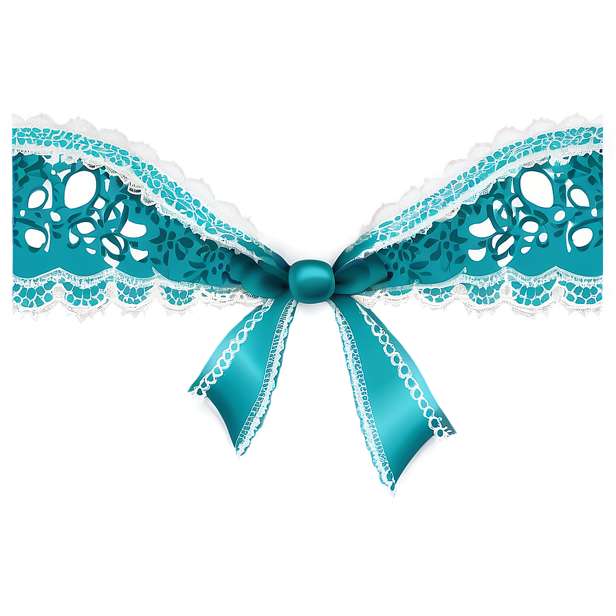 Teal Ribbon With Lace Detail Png Qhi PNG image
