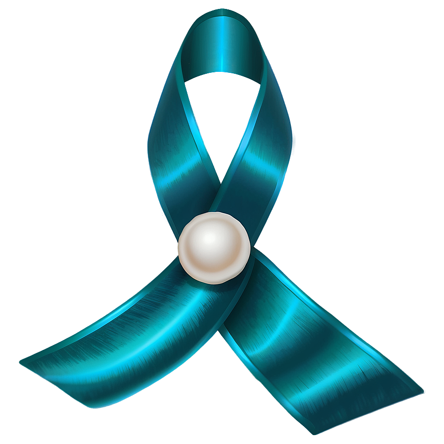 Teal Ribbon With Pearl Accents Png 06282024 PNG image