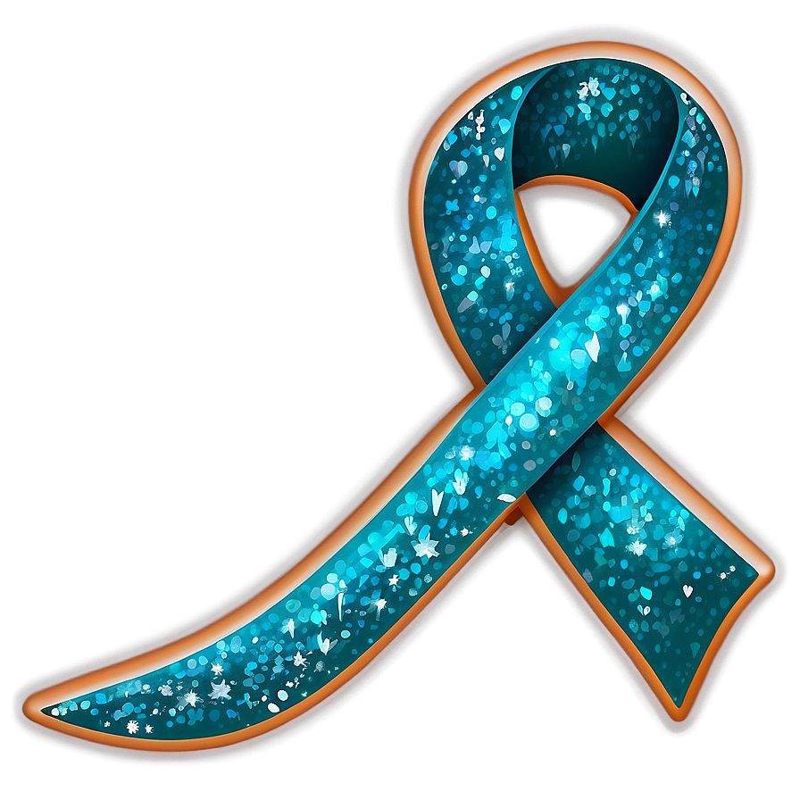 Teal Ribbon With Sparkles Png 87 PNG image