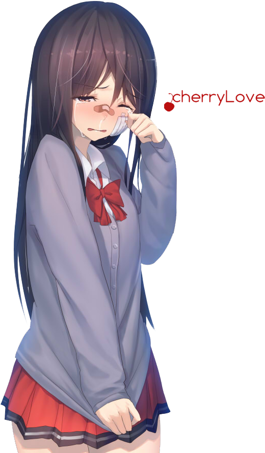 Tearful Anime Girl PNG image