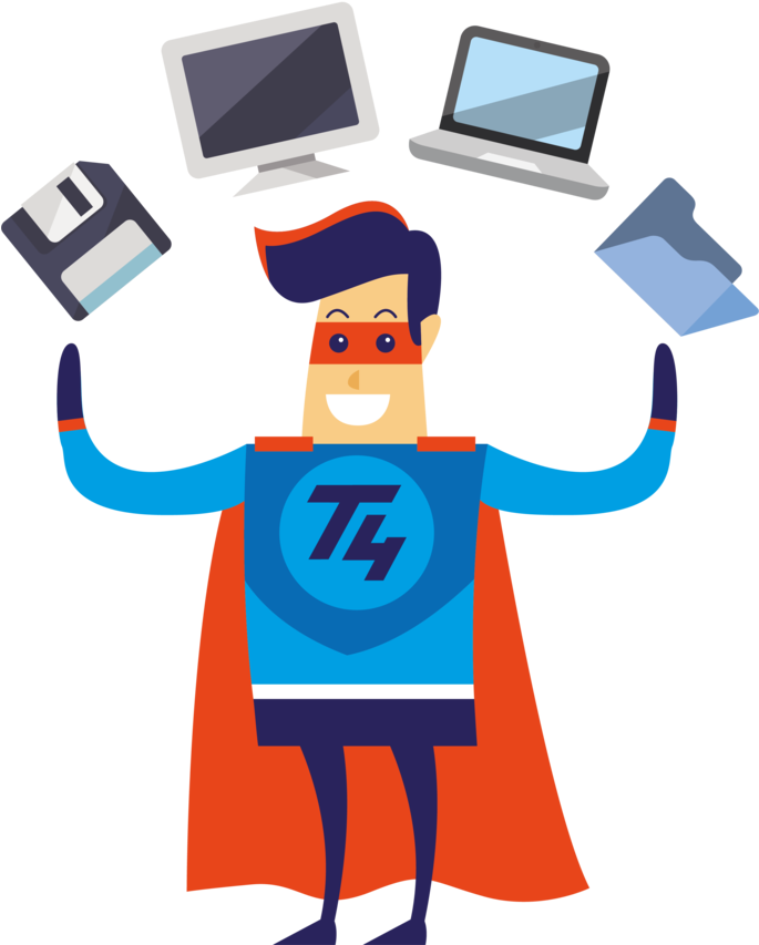 Tech Superheroand Devices PNG image