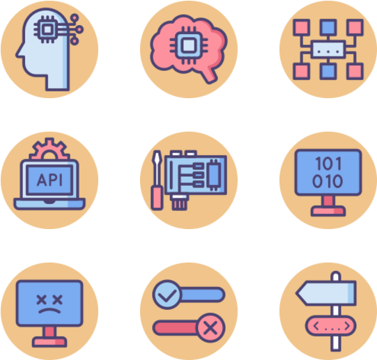 Technology Concept Icons Set PNG image