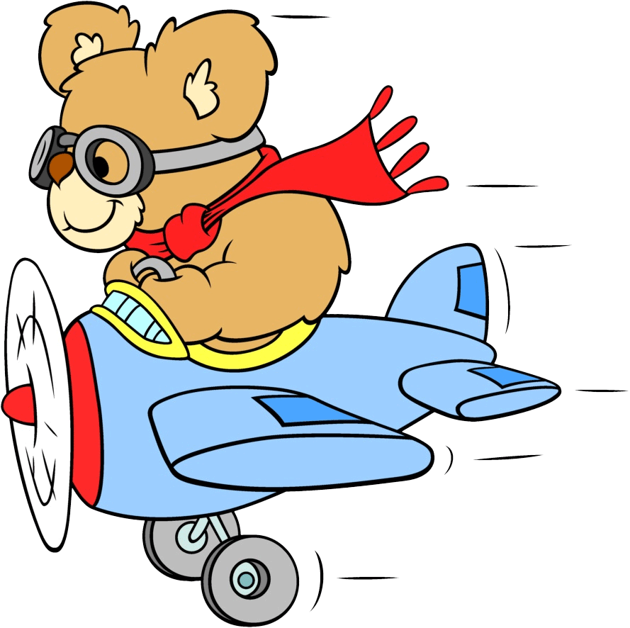 Teddy Bear Pilot Flying Airplane PNG image