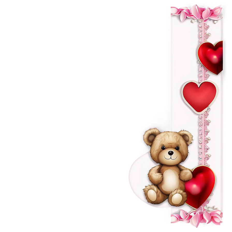 Teddy Bear Valentines Border Png 06262024 PNG image