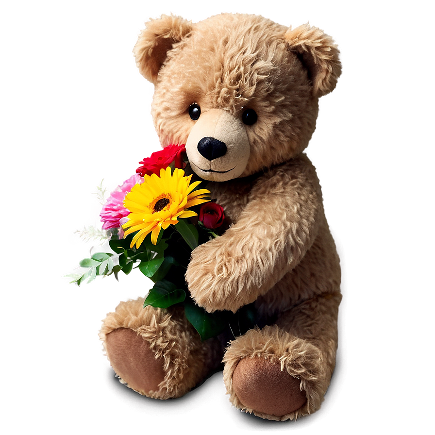 Teddy Bear With Flowers Png 63 PNG image