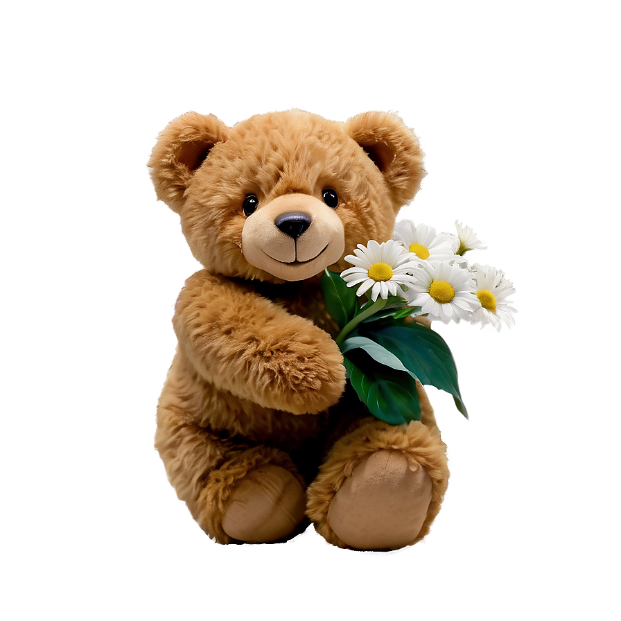 Teddy Bear With Flowers Png Xjr PNG image