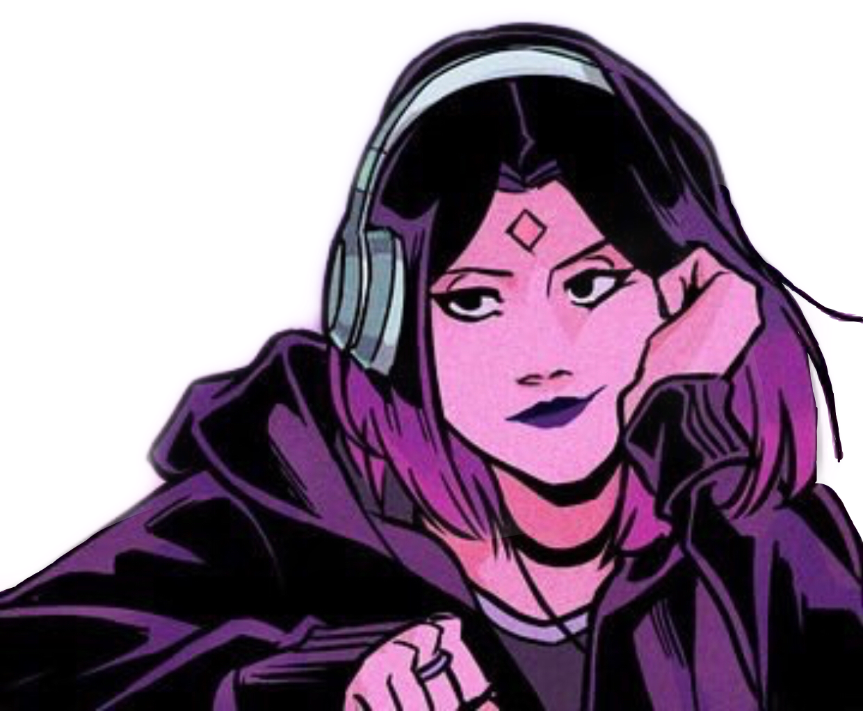 Teen Girl Headphones Comic Style PNG image