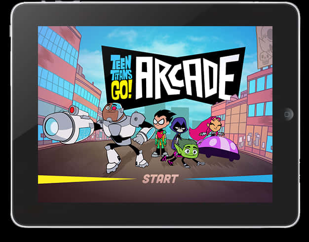 Teen Titans Go Arcade Game On Tablet PNG image