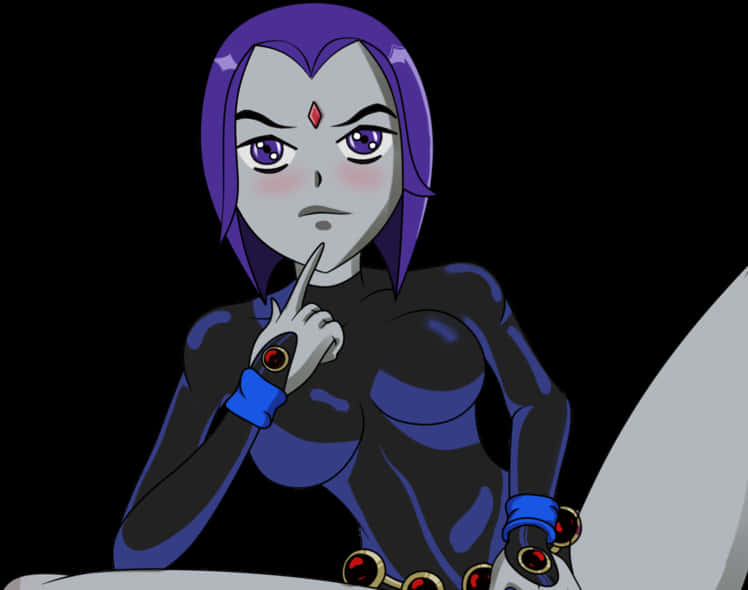 Teen Titans Go Raven Thinking Pose PNG image