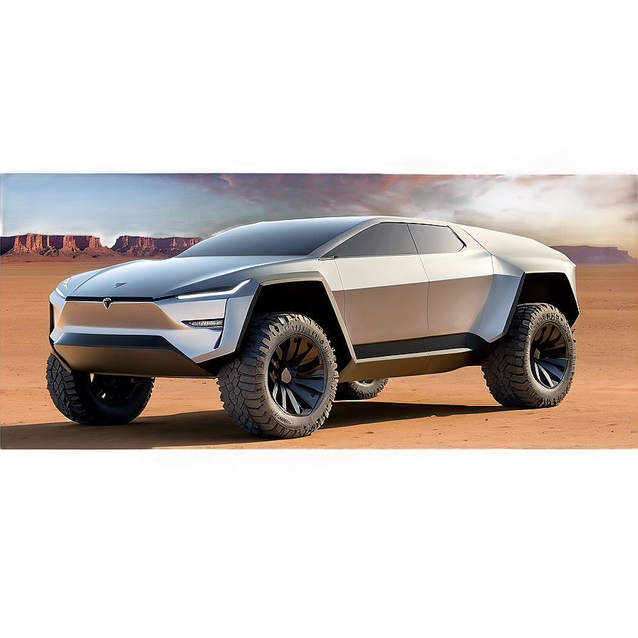 Tesla Cybertruck In Desert Png 06122024 PNG image