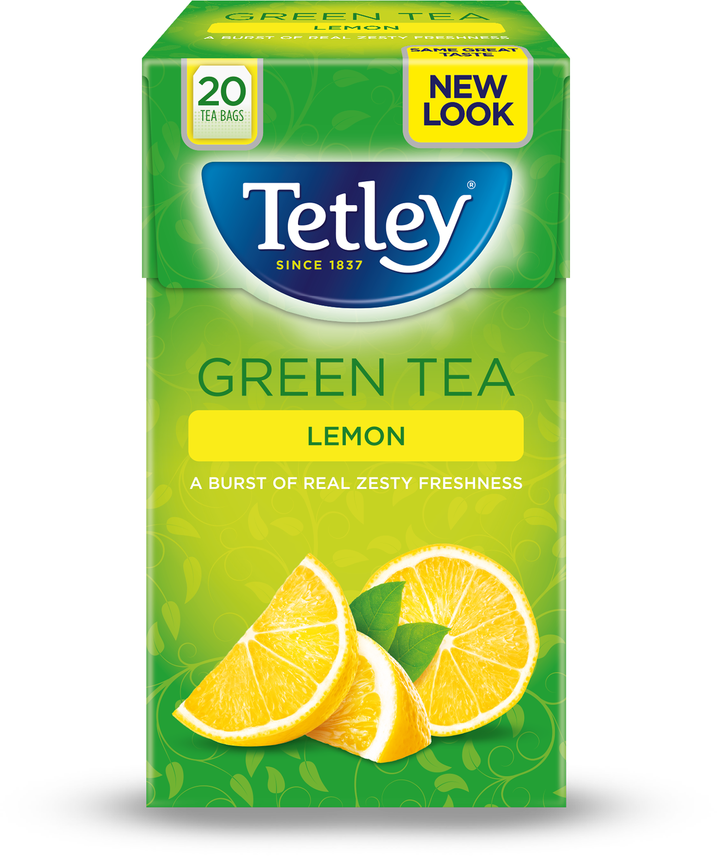 Tetley Lemon Green Tea Box PNG image