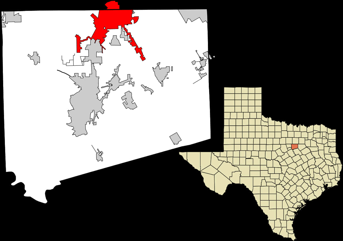 Texas Countiesand Major Cities Map PNG image