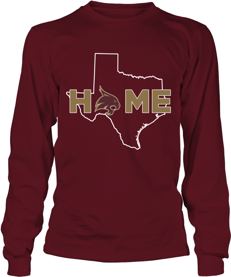 Texas Home Long Sleeve Shirt Design PNG image