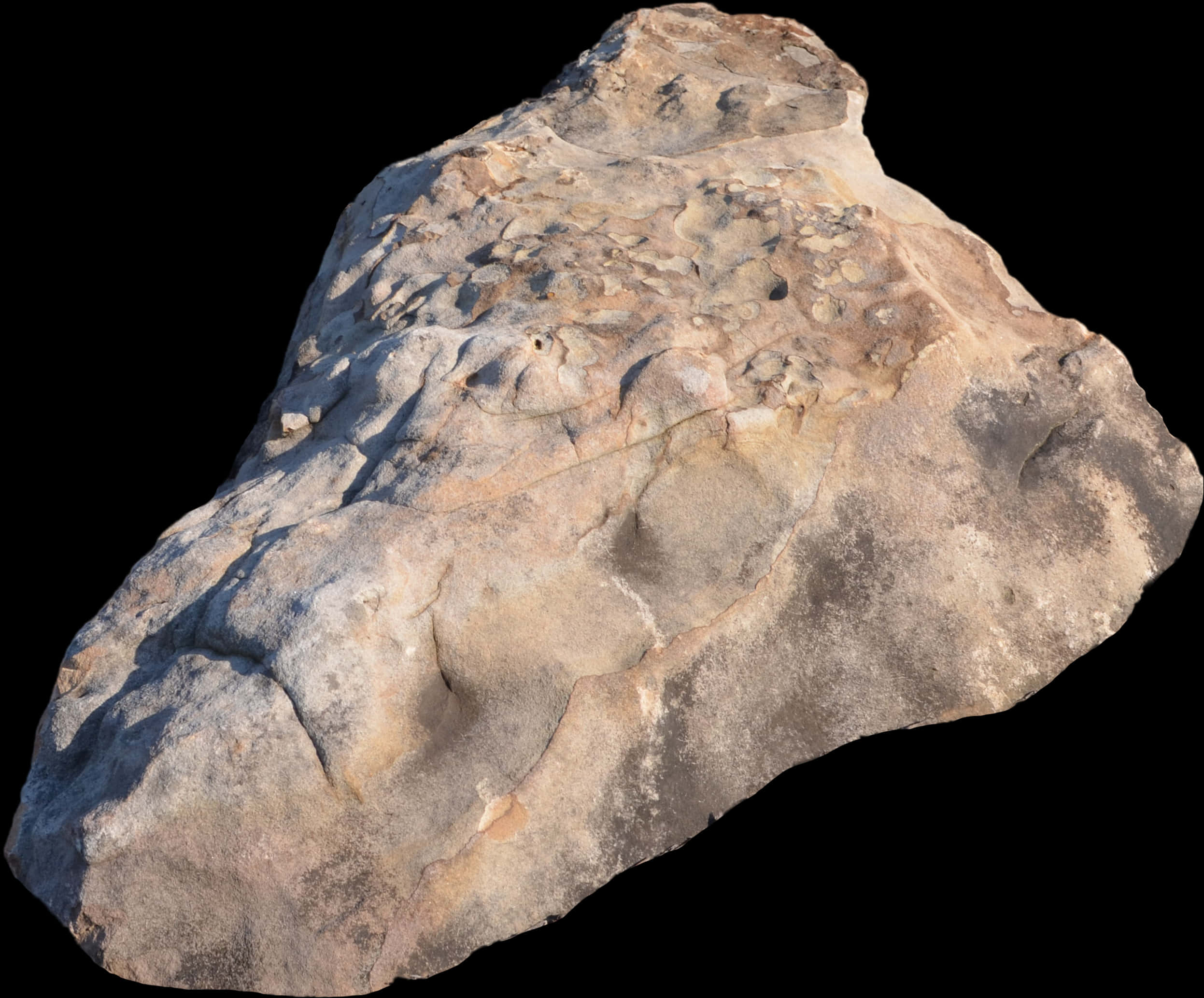 Textured Boulder Isolatedon Black PNG image