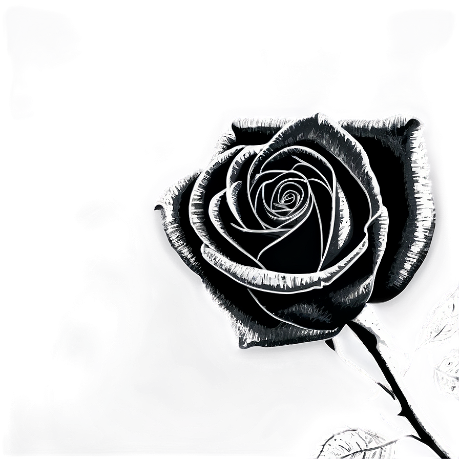 Textured Rose Black And White Png 06132024 PNG image