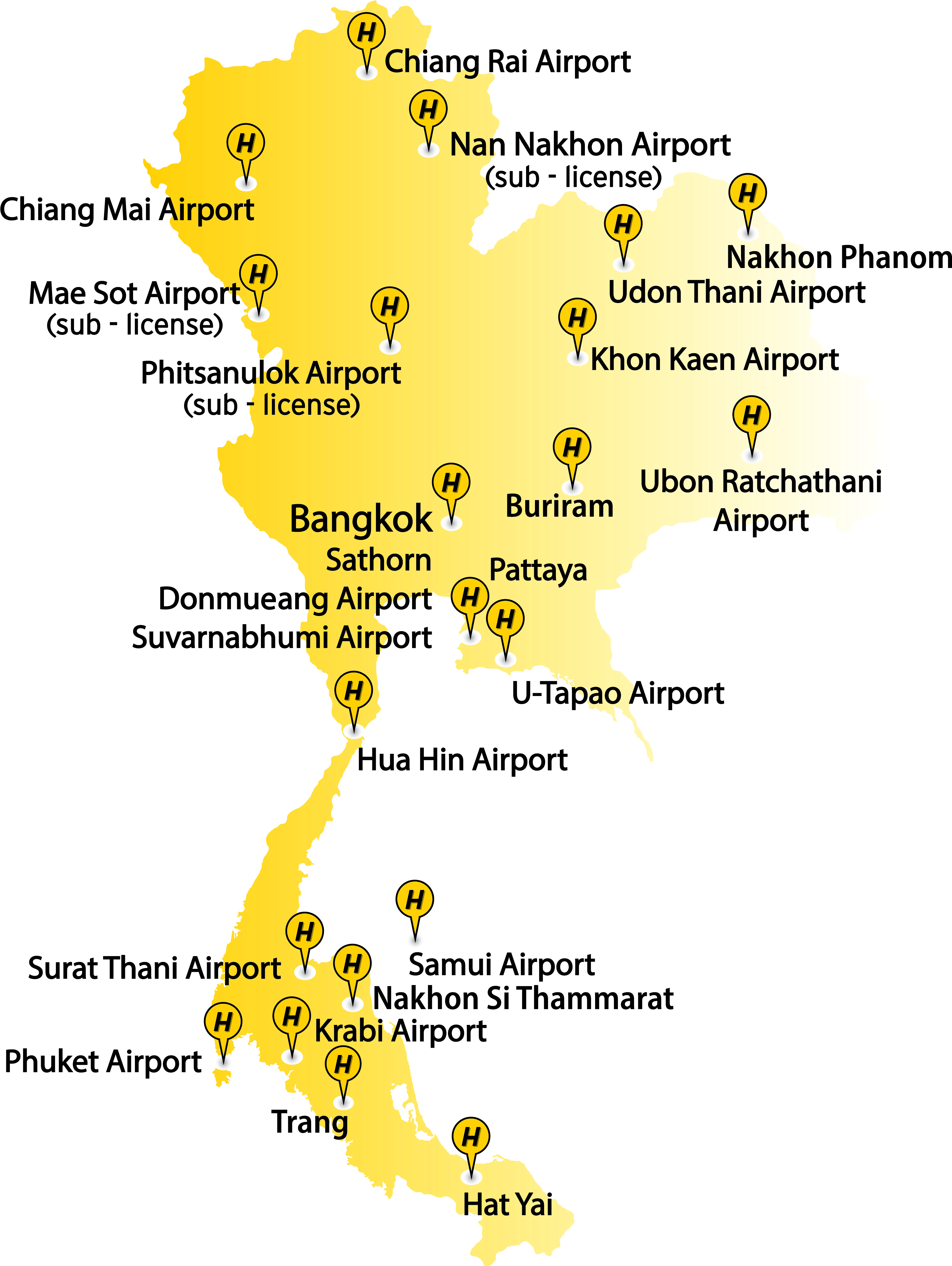 Thailand Airport Map PNG image