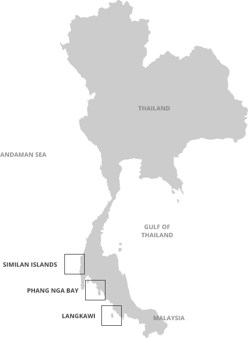 Thailand Map Highlighting Andaman Sea Islands PNG image