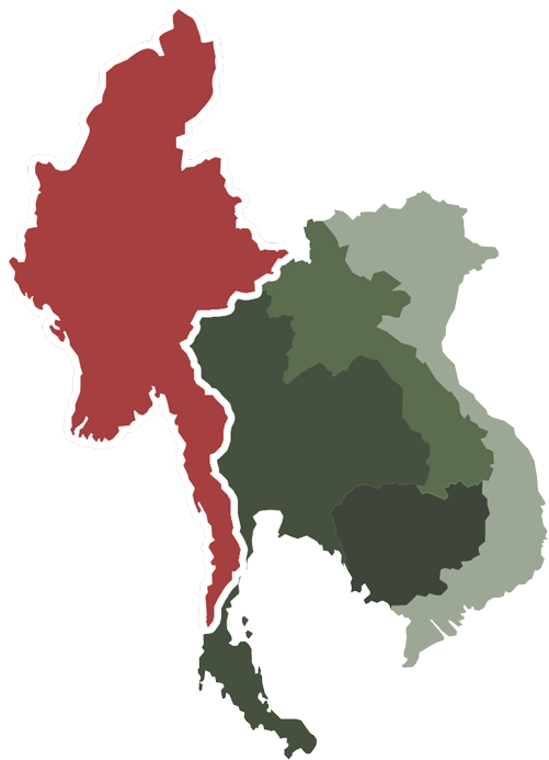 Thailand Map Regions Color Coded PNG image