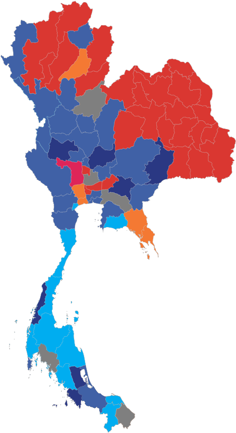 Thailand Political Map Color Coded PNG image