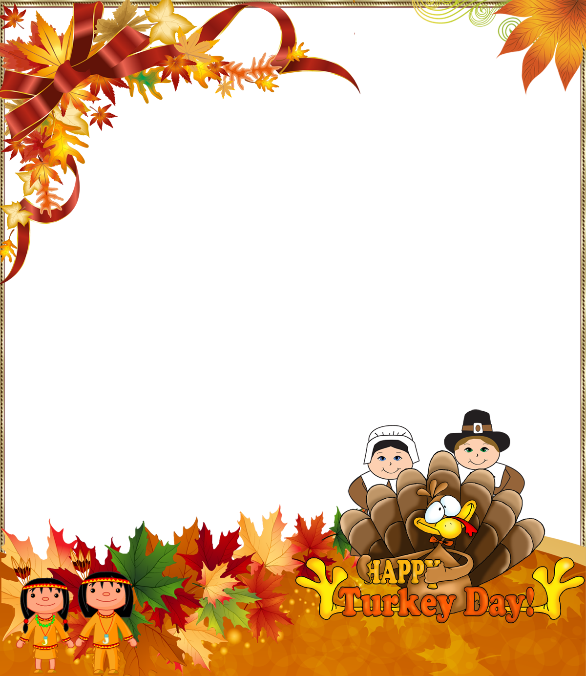 Thanksgiving Greeting Cardwith Cartoon Characters PNG image