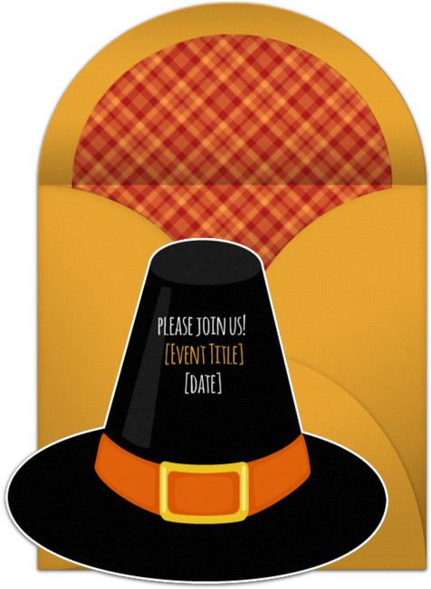 Thanksgiving Invitation Template Pilgrim Hat PNG image