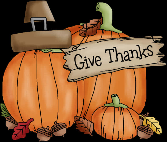 Thanksgiving Pumpkins Give Thanks Banner PNG image