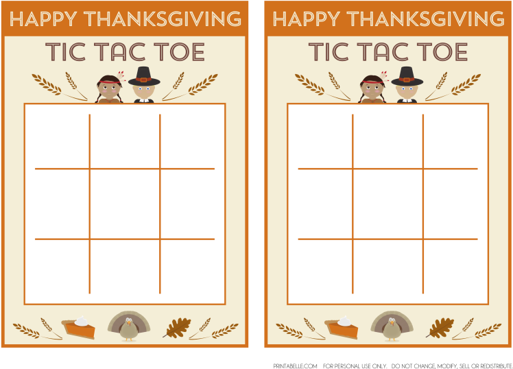 Thanksgiving Tic Tac Toe Game Cards PNG image