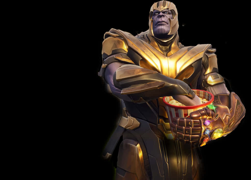 Thanos Holding Popcorn Bucket PNG image