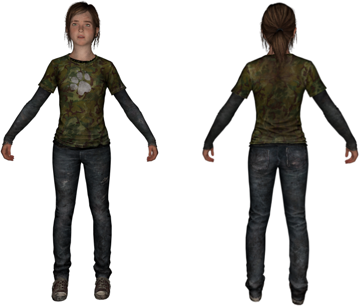 The Lastof Us Character Model Frontand Back PNG image