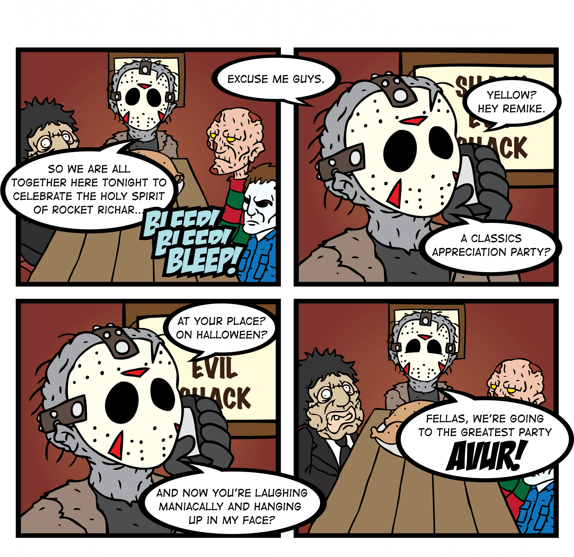 The_ Slashers_ Monster_ Party_ Comic_ Strip PNG image