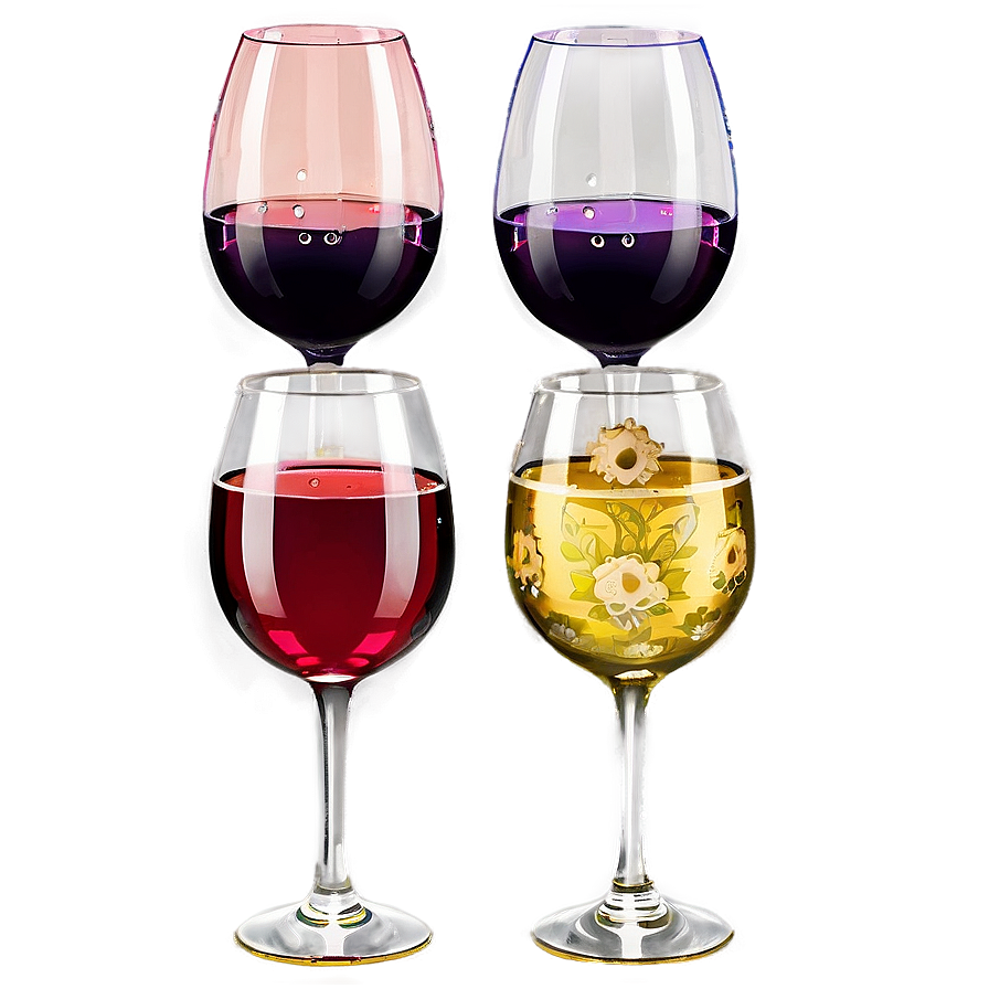 Themed Wine Glasses Collection Png Jrl PNG image