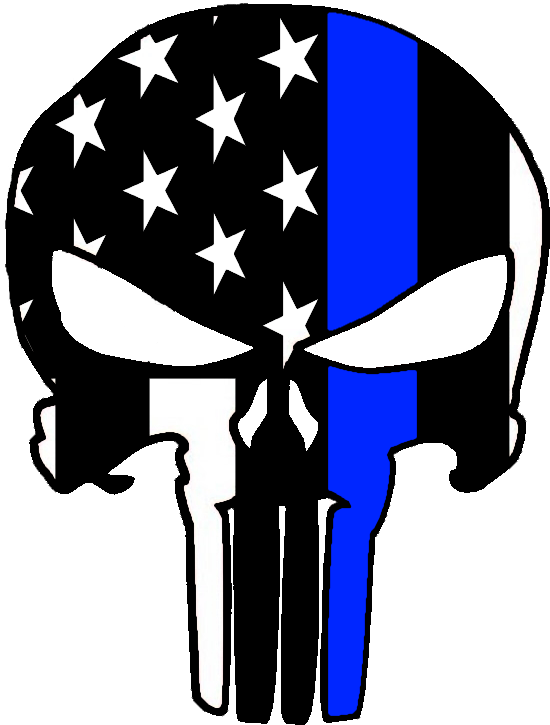 Thin Blue Line Punisher Skull PNG image