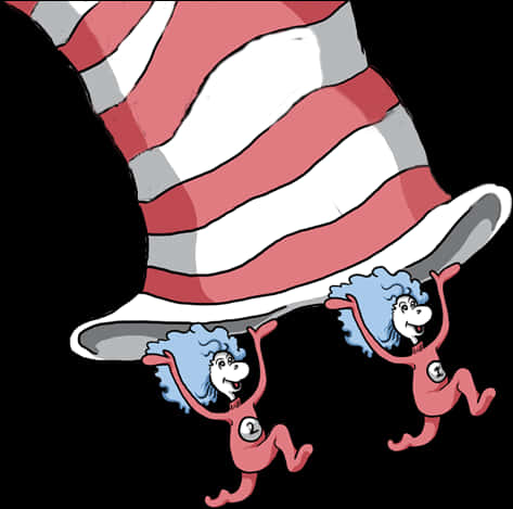 Thing Oneand Thing Twowith Striped Hat PNG image