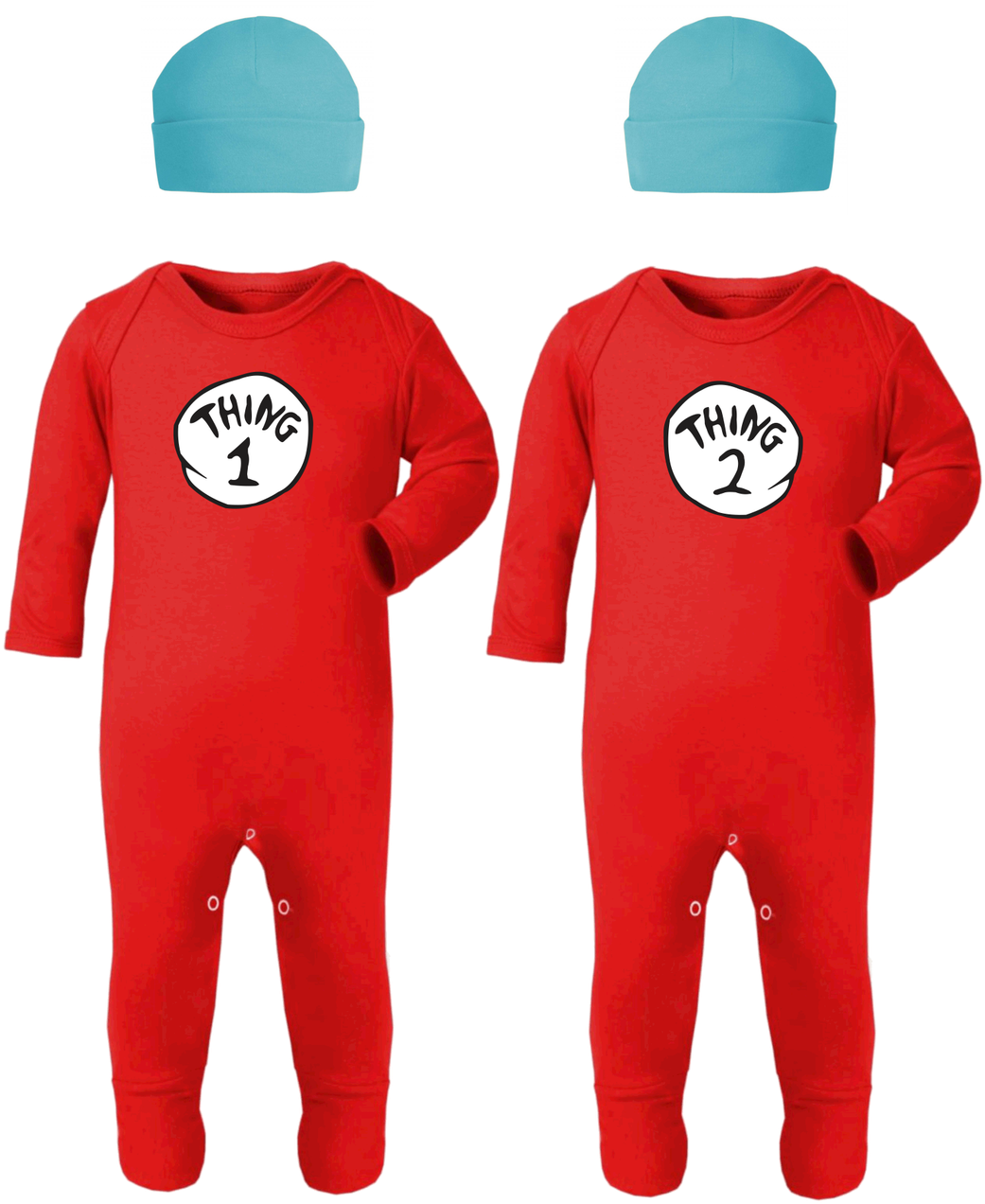 Thing1and Thing2 Red Romperswith Beanies PNG image