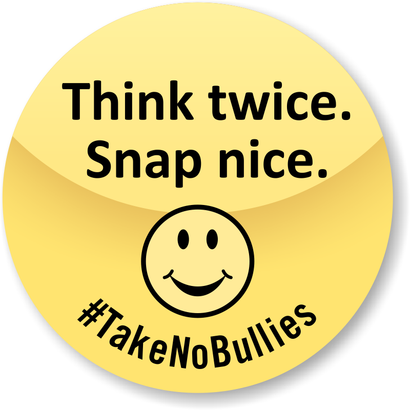 Think Twice Snap Nice Anti Bullying Sticker PNG image
