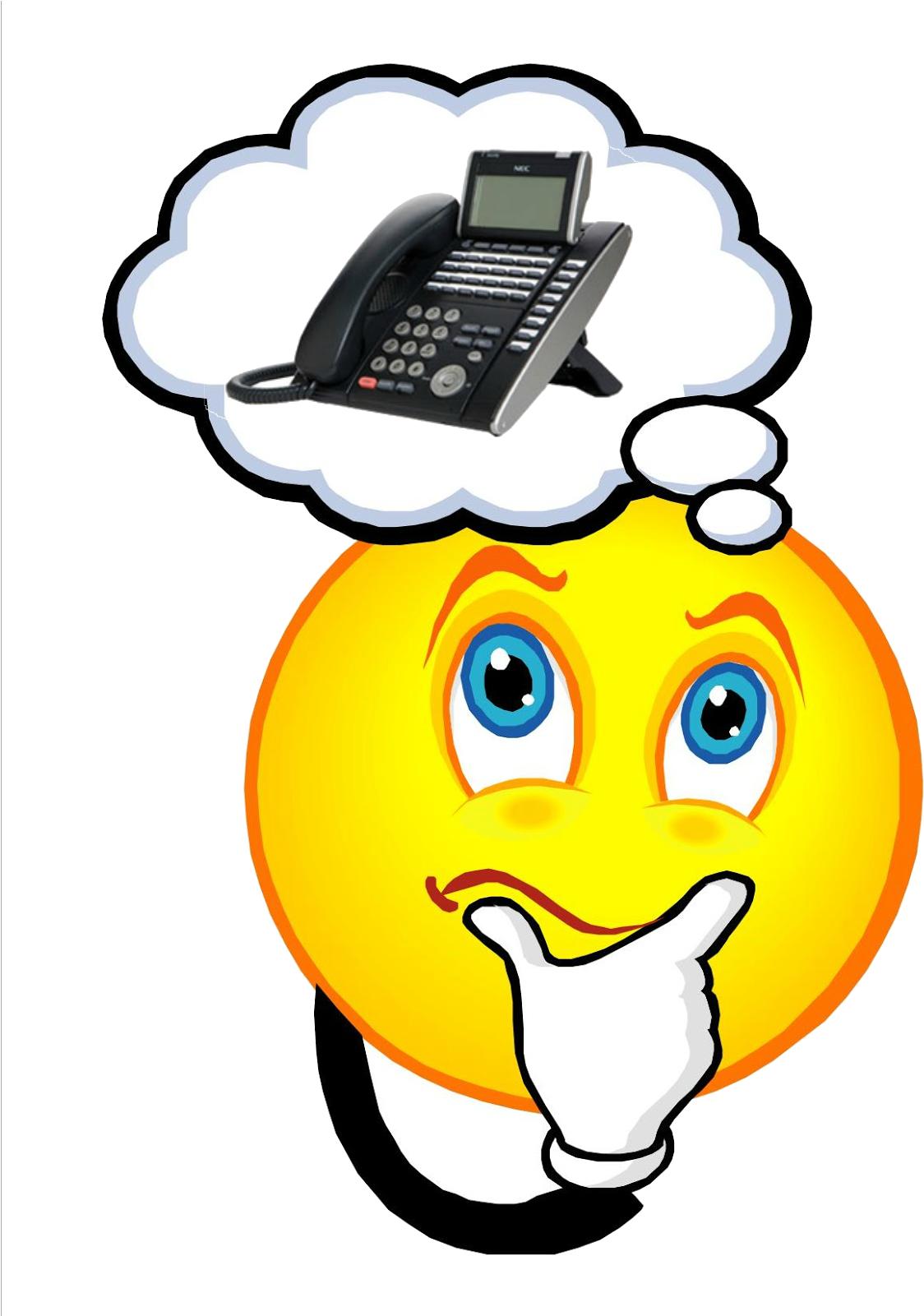 Thinking Emoji Considering Phone Call PNG image