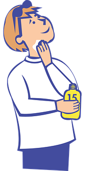 Thinking Man Holding Bottle PNG image