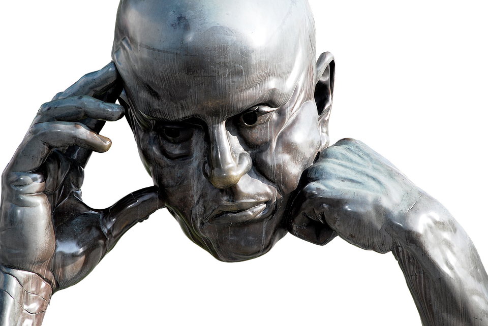 Thinking Metal Sculpture PNG image