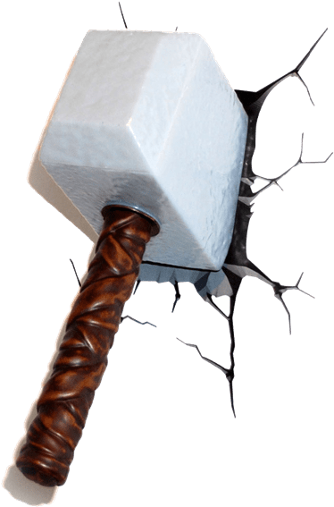 Thor Hammer Breaking Through Wall PNG image