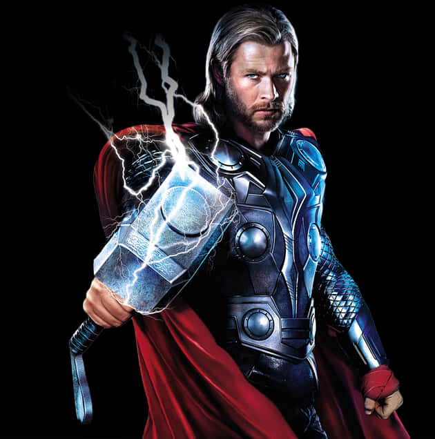 Thor_with_ Mjolnir_ Lightning PNG image