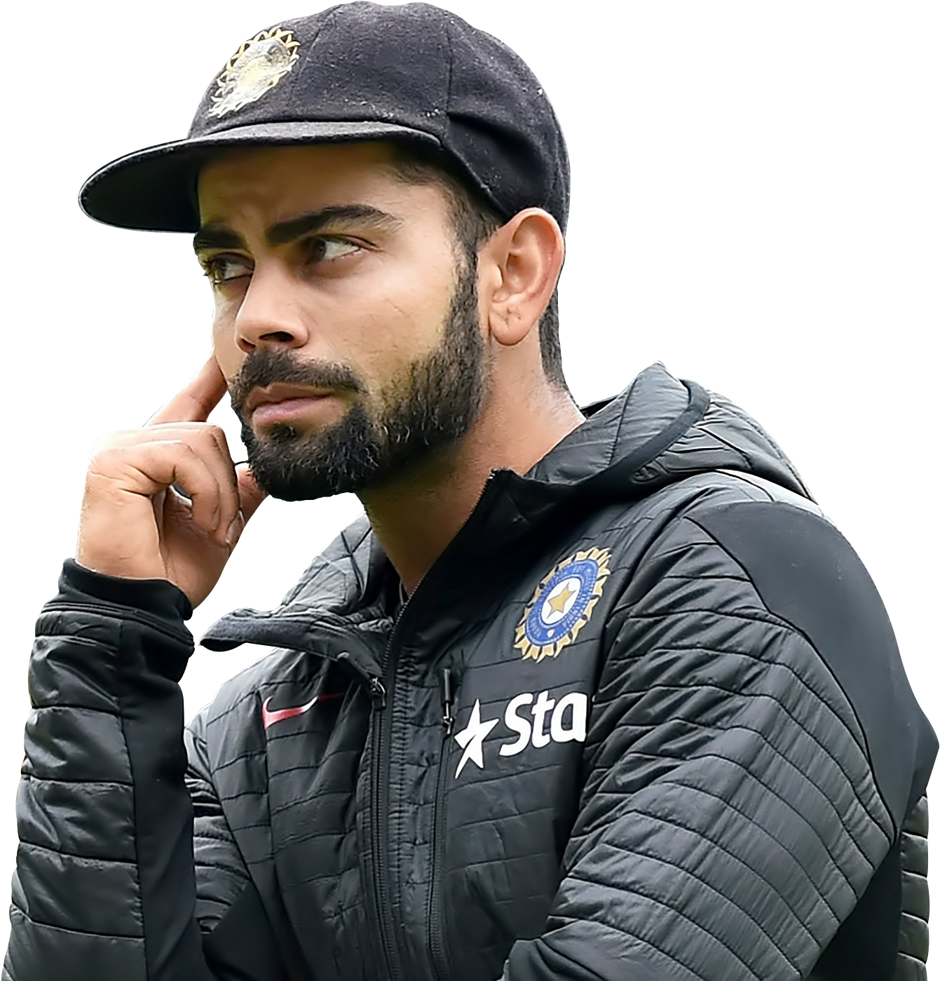 Thoughtful Cricketer Virat Contemplation PNG image